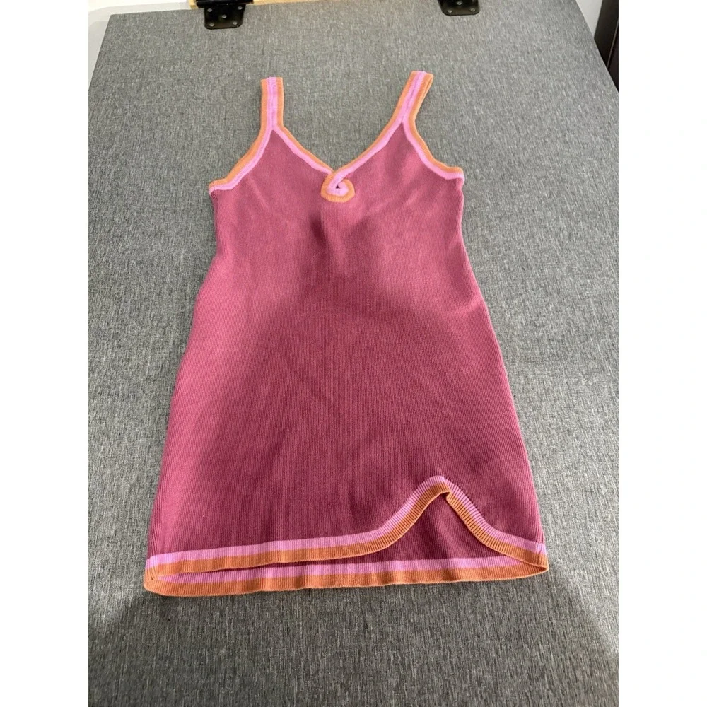 Free People Beach Pink Blair Sweater Knit Mini Dress Sz L Vacation Coastal